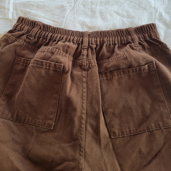 Brown Cargo Pants Small Cotton Utility Wide Leg Y2K Streetwear Size Medium - Picture 9 of 11